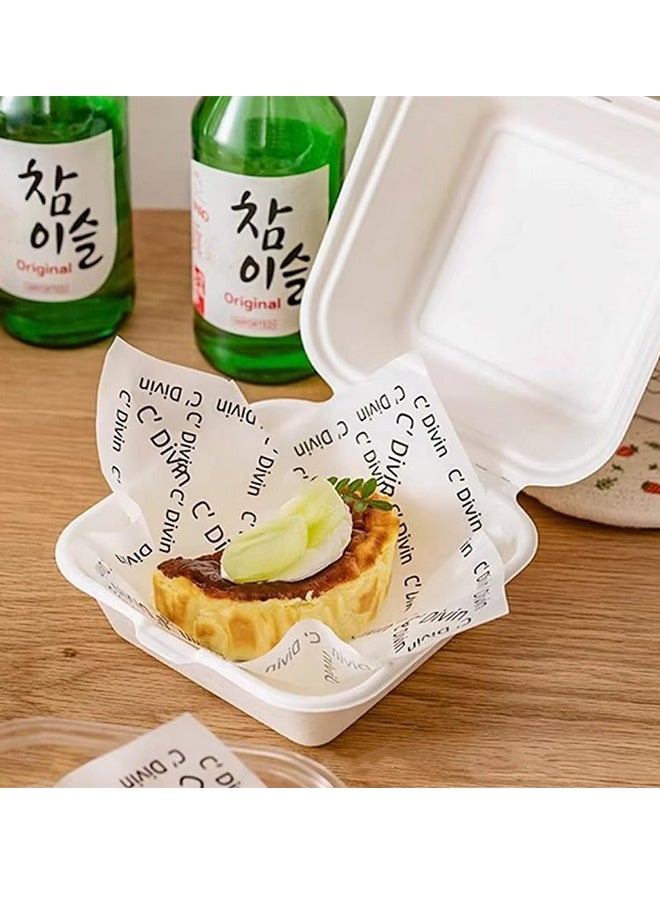 200 Pcs 7.1x7.1 Inch White Printed French Text Sandwich Wrapping Paper Waterproof Greaseproof Waxed Baking Sheets for Fried Chicken Deli Food Picnics Eid Parties Family Gatherings BBQs Lunch Boxes Kitchen Supplies - Image 2